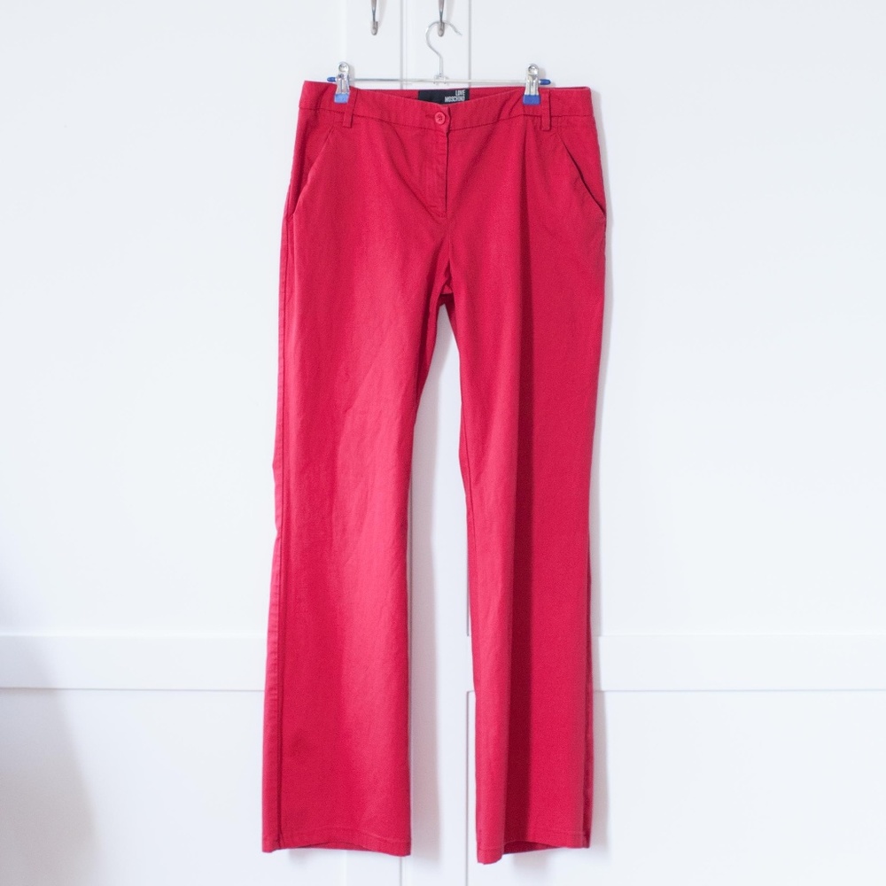 Love Moschino pants straight leg cherry red